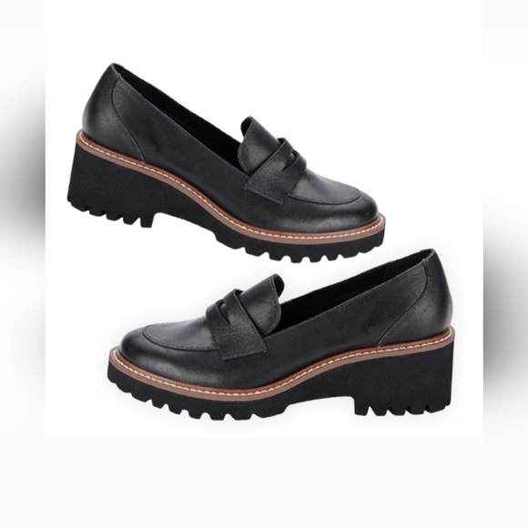 🆕Chic Black Leather Chunky Heel Loafer - Picture 6 of 10